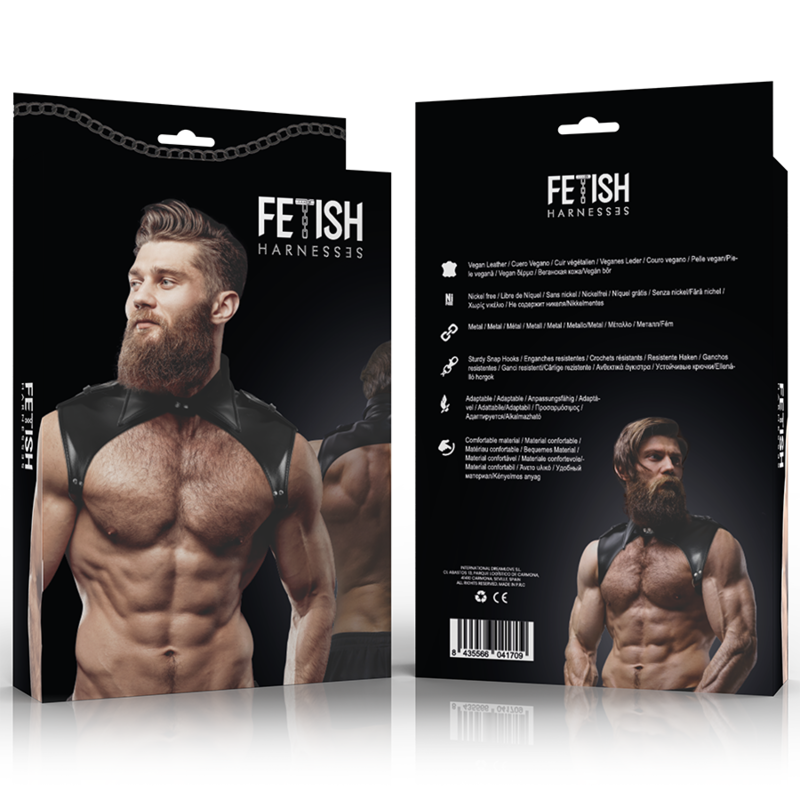 FETISH SUBMISSIVE ATTITUDE - MENS BRIGADE ADJUSTABLE ECO-LEATHER NECK HARNESS