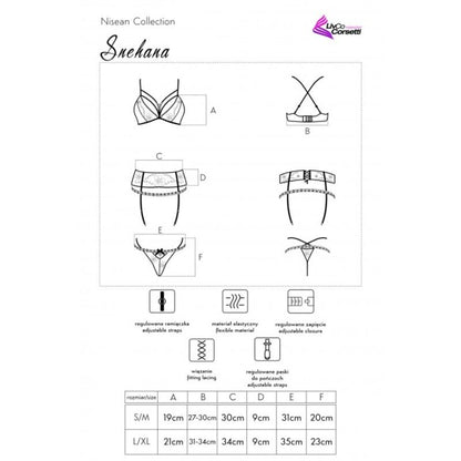 LIVCO CORSETTI FASHION - SNEHANA LC 90443 BRA + GARTER BELT + PANTY BLACK L/XL