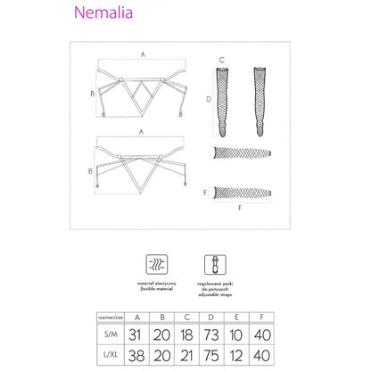 LIVCO CORSETTI FASHION - NEMALIA SET GARTER + STOCKINGS + GLOVES BLACK