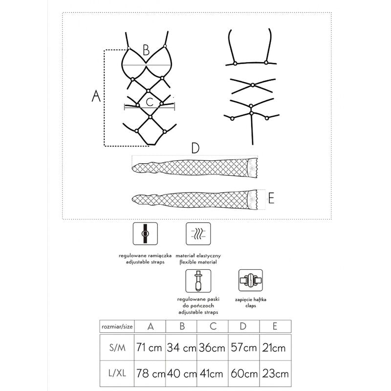 LIVCO CORSETTI FASHION - THIARA LC 20213 SET BODY + STOCKINGS BLACK L/XL