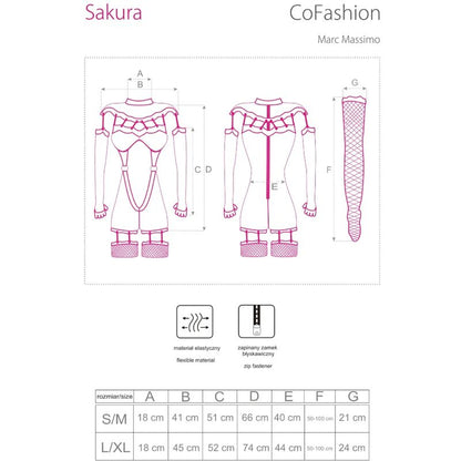 LIVCO CORSETTI FASHION - SAKURA CF 90357 JUMPSUIT + LONG GLOVES + GARTER BELT BLACK S/M