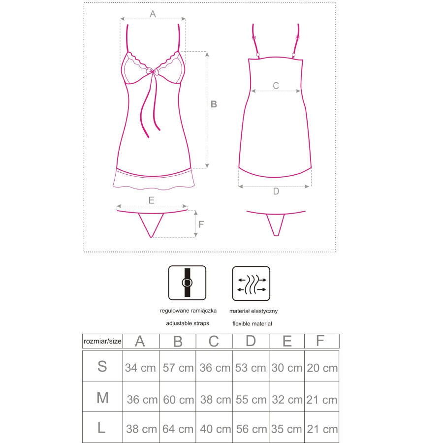 LIVCO CORSETTI FASHION - HYEONA 1710 BABYDOLL + THONG ROSE M