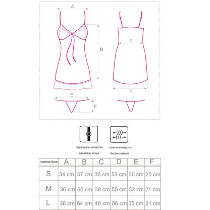 LIVCO CORSETTI FASHION - HYEONA 1710 BABYDOLL + THONG ROSE M