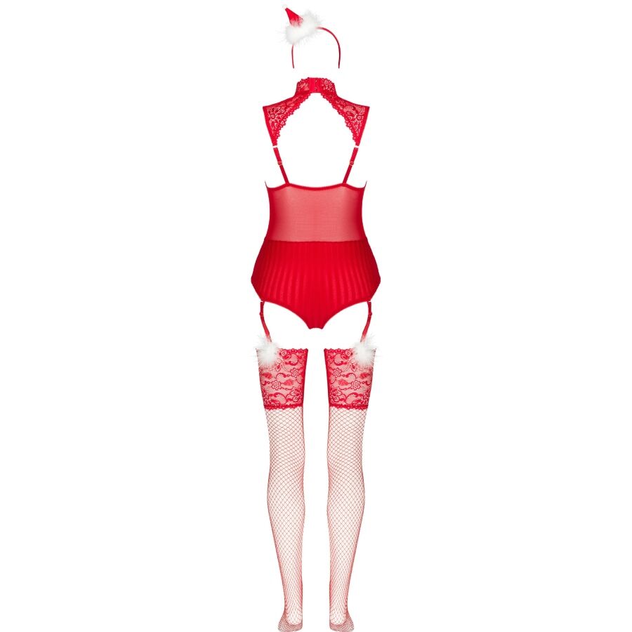 LIVCO CORSETTI FASHION - LIMPID SNOWFLAKES LC 90604 BODY + STOCKINGS + CHRISTMAS HEADBAND L/XL