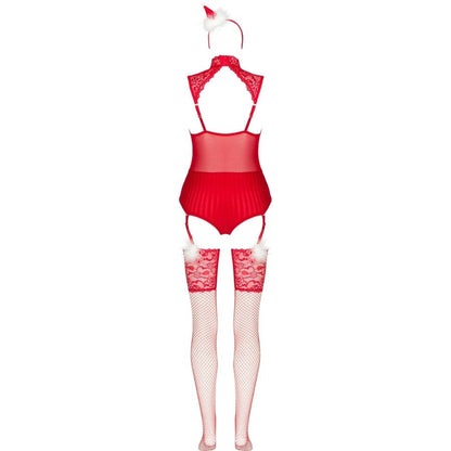 LIVCO CORSETTI FASHION - LIMPID SNOWFLAKES LC 90604 BODY + STOCKINGS + CHRISTMAS HEADBAND L/XL