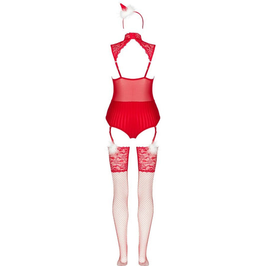 LIVCO CORSETTI FASHION - LIMPID SNOWFLAKES LC 90604 BODY + STOCKINGS + CHRISTMAS HEADBAND L/XL