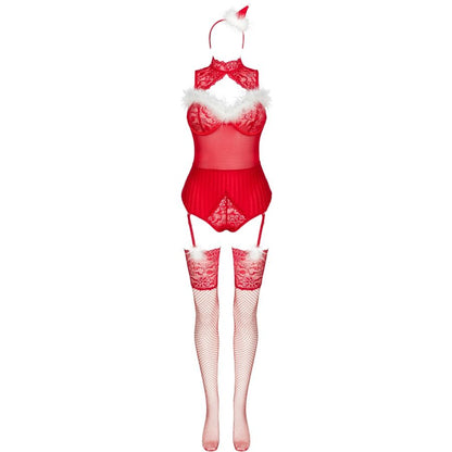 LIVCO CORSETTI FASHION - LIMPID SNOWFLAKES LC 90604 BODY + STOCKINGS + CHRISTMAS HEADBAND L/XL